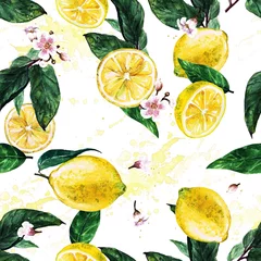 Foto op Aluminium Lemons. Watercolor seamless pattern. © nataliahubbert