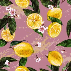 Foto op Plexiglas Lemons. Watercolor seamless pattern. © nataliahubbert