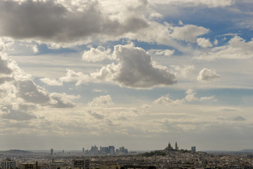 Panoramic view of Paris with the butte Montmartre in background.