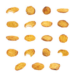 Baked potato slice composition, isolated