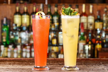 bar counter Cocktails drinks selection