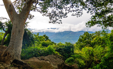 Fototapeta na wymiar View on mountain landscape by Barichara in Colombia