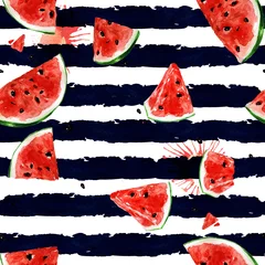 Foto op Aluminium Watermelon. Watercolor seamless pattern. © nataliahubbert