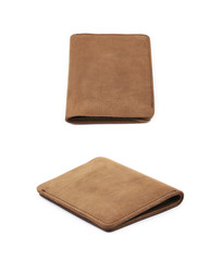 Flat leather wallet isolated