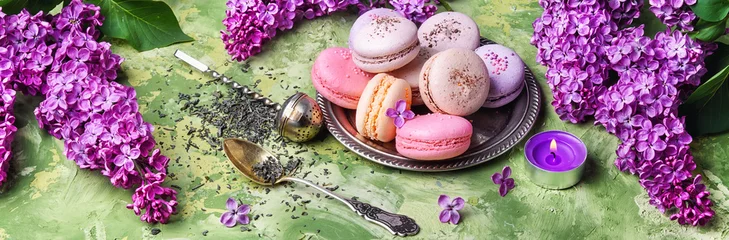 Fototapete Dessert Frühlingsdessert aus französischen Makronen