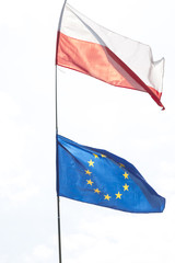 Flags of Poland and EU