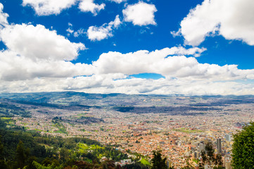 View on cityscape of Bogota from Monserrate in Colombia