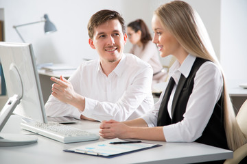 Business people at a meeting