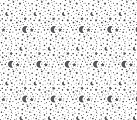 Holiday background, pattern with stars and the moon, star pattern, moon and stars decorations. 
