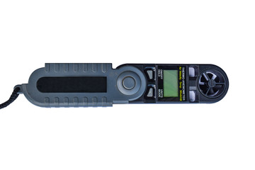 Digital handheld anemometer isolated on white background