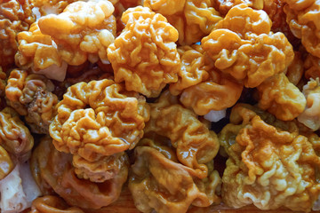 fresh mushrooms Morels are on table