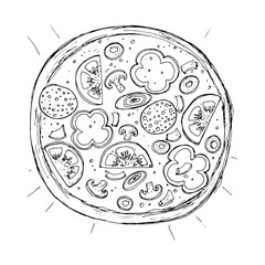 Hand-drawn pizza