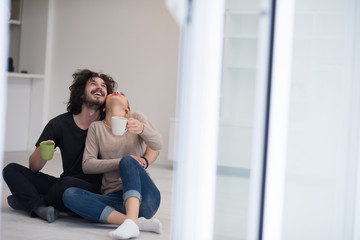 young couple in their new home