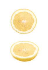 Single slice of a lemon isolated