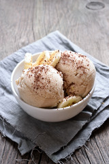 Banana ice cream in bowl