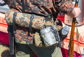 Retro soldier equipment of German Army uniform during the Second World War