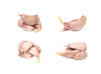 Pile of garlic cloves isolated