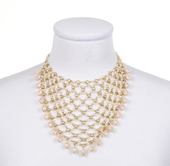 Collana di perline dorate con maglie a rete stile indiano