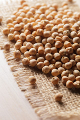 soy beans on wooden table