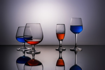 Four luxury wine glasses
