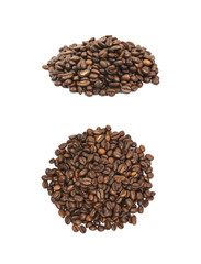 Pile of roasted coffee beans isolated