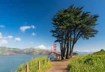 Marin Headlands and Golden Gate Bridge from state park