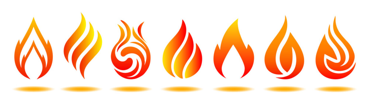 Set logo fire. Vector illustration for design - for stock