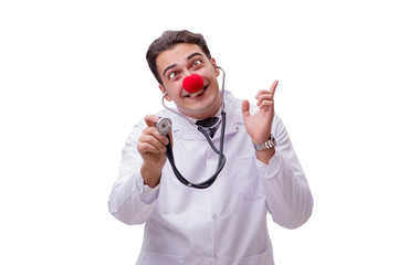 Funny clown doctor isolated on the white background
