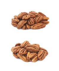 Pile of pecan nuts isolated