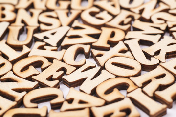 Surface covered with wooden letters