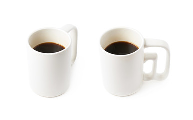 White ceramic cup of coffee isolated