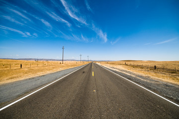 Straight empty road in Death Valley