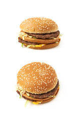 Meat and cheese burger isolated