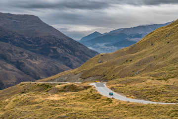 Landscape alongside Crown Range Road between Queenstown and Wanaka.It is the highest main road in New Zealand.