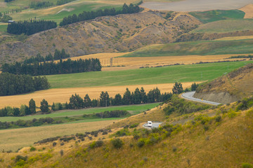 Landscape alongside Crown Range Road between Queenstown and Wanaka.It is the highest main road in New Zealand.