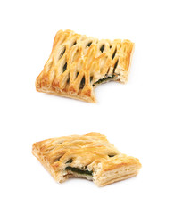 Spinach and cheese bun pastry isolated