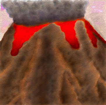 Illustration of volcano in eruption