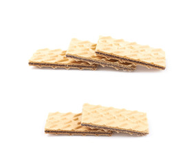 Pile of chocolate wafers isolated