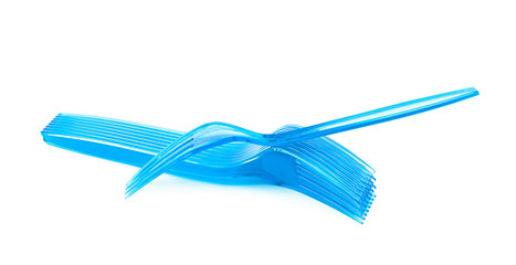 Pile of disposable forks isolated
