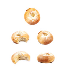 Whole donut bun pastry isolated