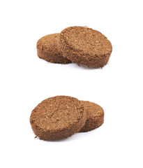 Compressed compost tablet isolated