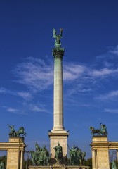 Fototapeta na wymiar Millennium Monument on the Heroes' Square or Hosok Tere, Budapest, Hungary