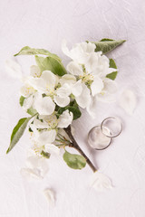 Wedding concept with apple-tree flowers