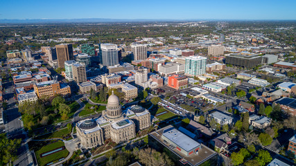 View of Boise Idaho from above with the capital