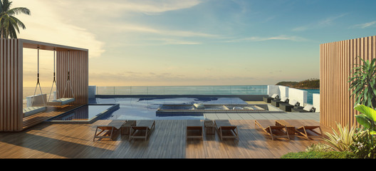 Swimming Pool with  the sea