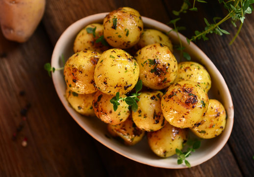 Roasted young potatoes