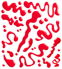 Set of red nail polish blots