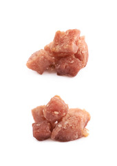 Pile of fried bacon bits isolated