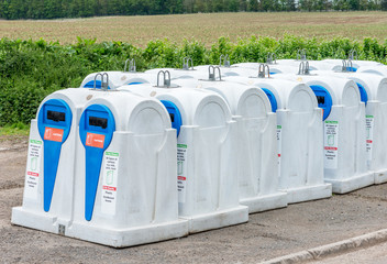 Recycling bins ready for use