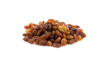 Sweet raisins on white